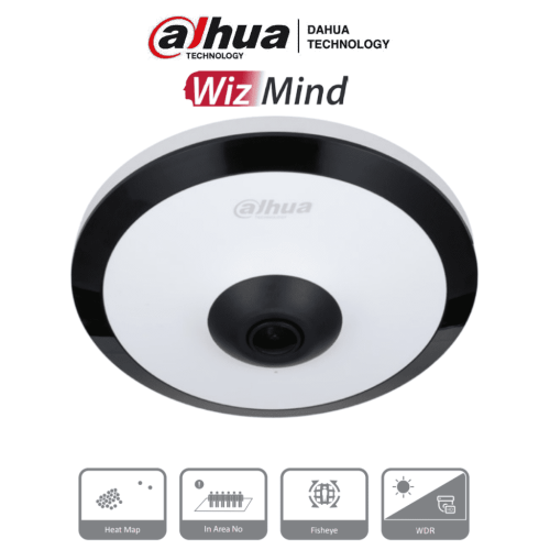 Cámara IP FishEye de 5 Megapíxeles/ WinzMind/ IR de 10 Mts/ H.265+/ PoE/ WDR Real/ Micrófono Integrado/ Heat Map/ Detección Inteligente/ Ranura para MicroSD/ E&S de Alarma/ E&S de Audio/ 3D DNR, HLC, BLC
